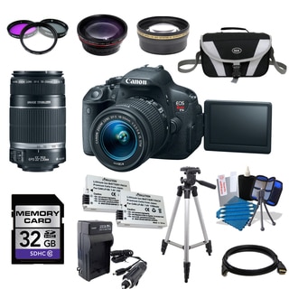 Canon EOS Rebel T5i DSLR Camera Body with 18-55mm IS STM and 55-250mm IS II Lenses 32GB Bundle