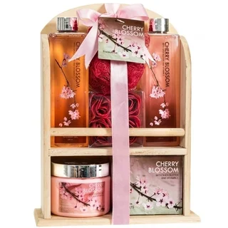 Natural Wood Caddy Cherry Blossom Spa Gift Set