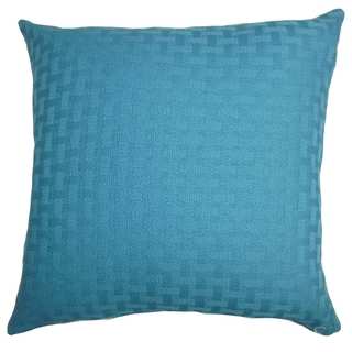 Maarav Solid Turquoise Feather Filled 18-inch Throw Pillow