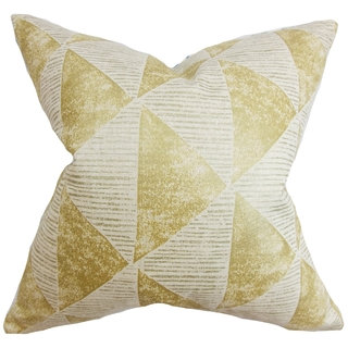 Finula Geometric Gold Feather Filled 18-inch Throw Pillow