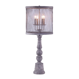 Somette Industrial Chic Chandelier Table Lamp with a Metal Mesh Shade