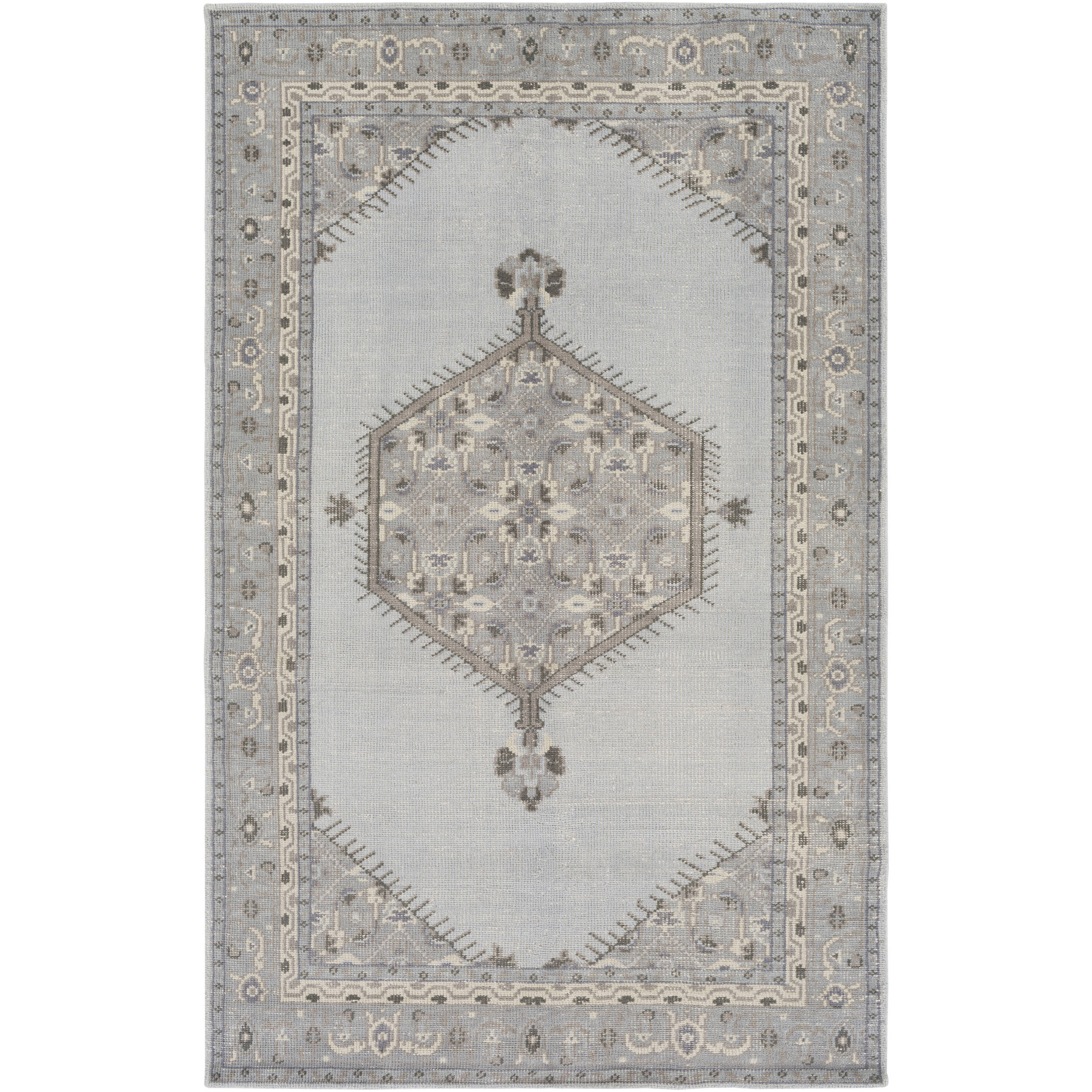 Hand-Knotted Loddon Border Wool Rug (2' x 3')