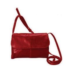 Women's David King Leather 3521 Florentine Flap Front Handbag Red