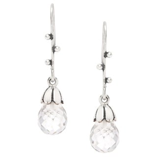 Sitara Sterling Silver Faceted Crystal Dangle Earrings (India)