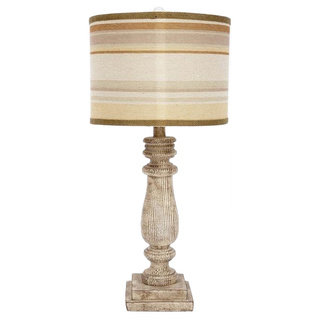 Fangio Lighting 30-inch Resin Table Lamp with Sunset Striped Designer Shade