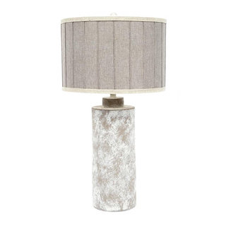 Fangio Lighting 29-inch Ceramic Table Lamp with Striped Designer Shade