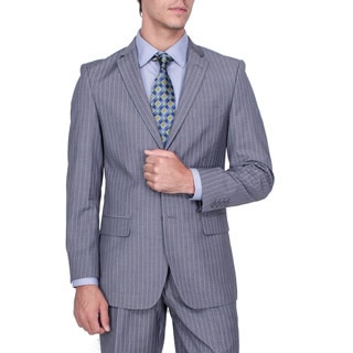 Men's Modern Fit Grey Stripe 2-button Suit