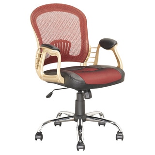 CorLiving LOF-258-O Executive Office Chair in Black Leatherette and Red Mesh