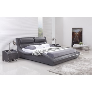 Napoli Grey Leatherette Platform Bed