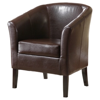 Linon Andrew Barrel Club Chair Coffee Brown Upholstery