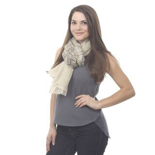 Scratched Pattern Natural Linen Scarf