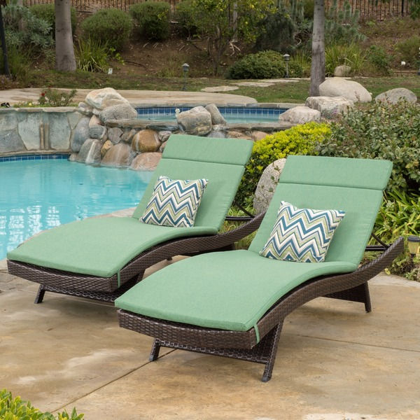 Toscana Outdoor Wicker Adjustable Chaise Lounge with Cushion (Set of 2) by Christopher Knight Home