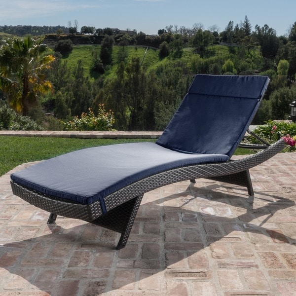 Toscana Outdoor Wicker Adjustable Chaise Lounge with Colored Cushion by Christopher Knight Home