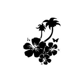Palm Tree With Flower Root Vinyl Wall Art