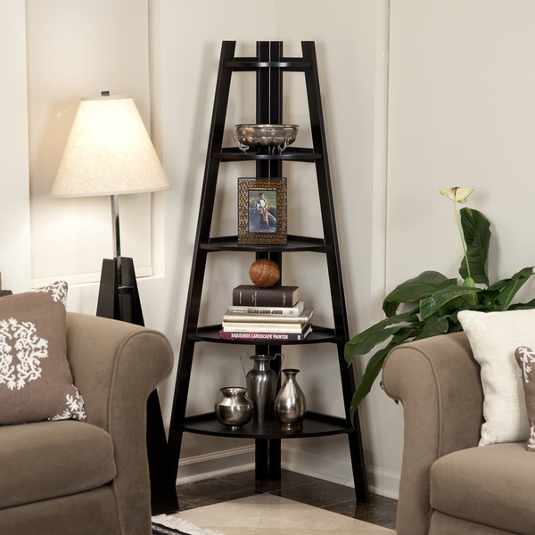 Danya B 5-tier Espresso Corner Ladder Display Bookshelf