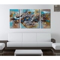 Hand-painted 'Abstract 491' 3-piece Gallery-wrapped Canvas Art Set