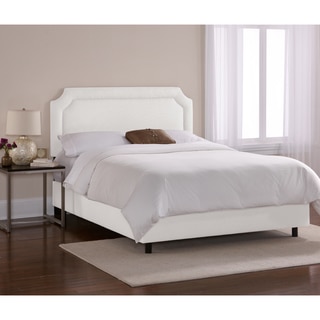Skyline Furniture Notched Border Bed in Twill White
