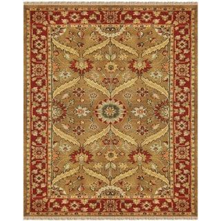 Grand Bazaar Hand-knotted 100-percent Wool Pile Pietra Rug in Gold/Red 5'-6" x 8'-6"