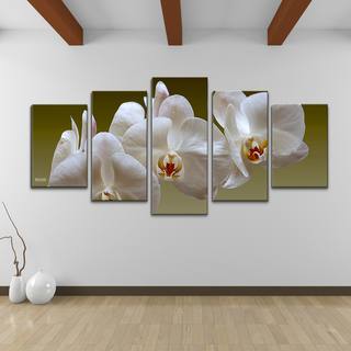 Bruce Bain 'White Orchid' 5-piece Set Canvas Wall Art