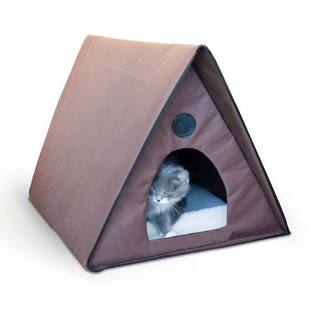 K&H Pet Products Non-Heated Outdoor Multiple Kitty A-Frame Chocolate Bed