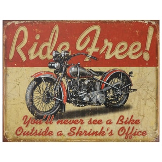 Vintage Metal Art 'Ride Free' Decorative Tin Sign