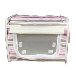 Pet Life Pink Stripe Soft Side Folding Pet Crate