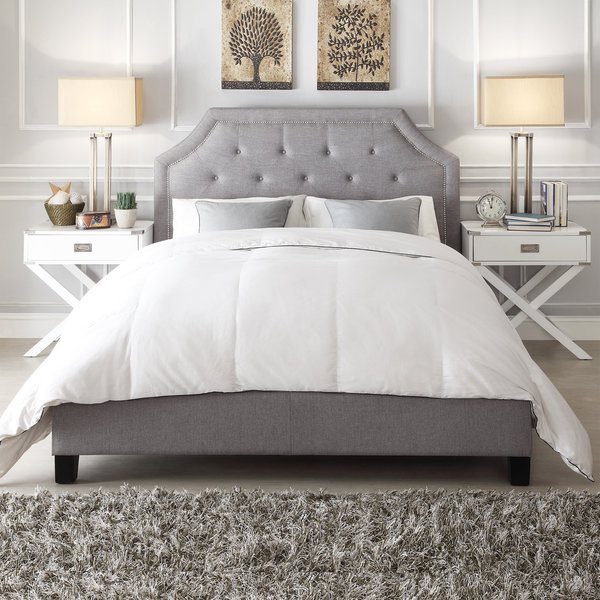 Grace Button Tufted Arched Bridge Upholstered Queen Bed by INSPIRE Q