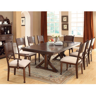 Furniture of America Descani Brown Cherry 7-piece Dining Set with Leaf