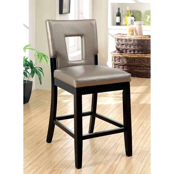 Furniture of America Keyhole Faux Leather Counter Height Chairs (Set of 2)