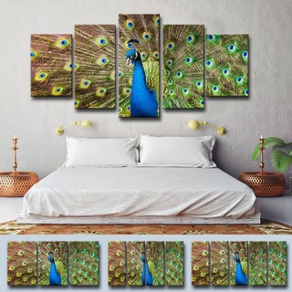 Bruce Bain 'Peacock' 30x60-inch Canvas 5-piece Wall Art Set