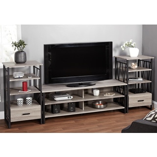 Simple Living Seneca Black/ Grey Reclaimed Look 60-inch TV Stand with Piers