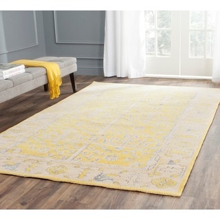 Safavieh Hand-Knotted Stone Wash Yellow Wool/ Cotton Rug (8' x 10')