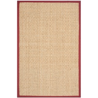 Safavieh Casual Natural Fiber Natural and Red Border Seagrass Rug (2' x 3')