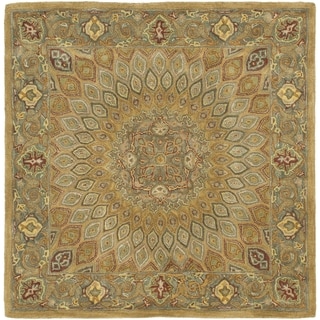 Safavieh Handmade Heritage Timeless Traditional Light Brown/ Grey Wool Rug (4' Square)
