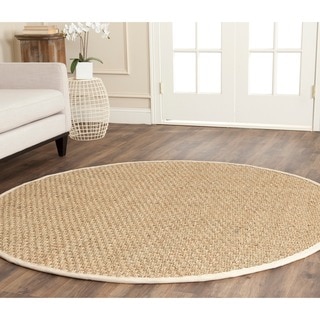 Safavieh Casual Natural Fiber Natural and Ivory Border Seagrass Rug (8' Round)