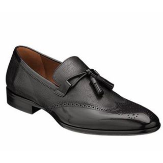 Melzan Men's '5444' Black Calfskin Leather Loafers
