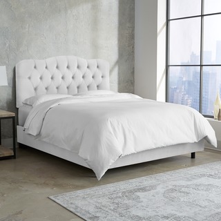 Skyline Furniture Tufted Bed in Velvet White