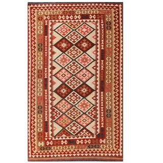 Herat Oriental Afghan Hand-woven Tribal Wool Kilim (4'11 x 8'1)