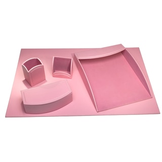 Cameo Pink Leatherette 5-piece Desk Set