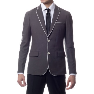 Zonettie by Ferrecci Men's Slim Fit Grey Knit Traveler Blazer Jacket
