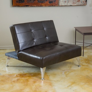 Alston Click-Clack Oversized Convertible Leather Ottoman Chair by Christopher Knight Home