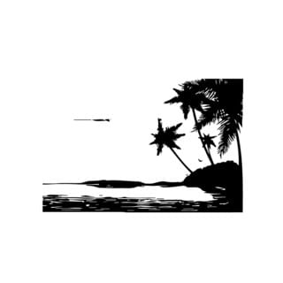 Ocean Beach with Palm Trees Vinyl Wall Art