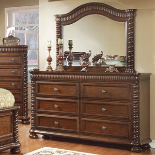 Furniture of America Dragia Brown Cherry 2-Piece Dresser and Mirror Set