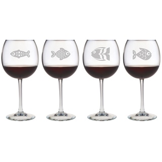 Fish Assortment Red Wine Glasses (Set of 4)