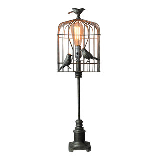 Somette Bird Cage Lamp with Nickel Finish