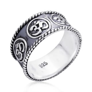 Encompassed Aum or Ohm Symbol Band .925 Silver Ring (Thailand)