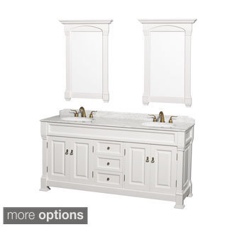Wyndham Andover 72-inch White Double-sink Bathroom Vanity and Mirror Set