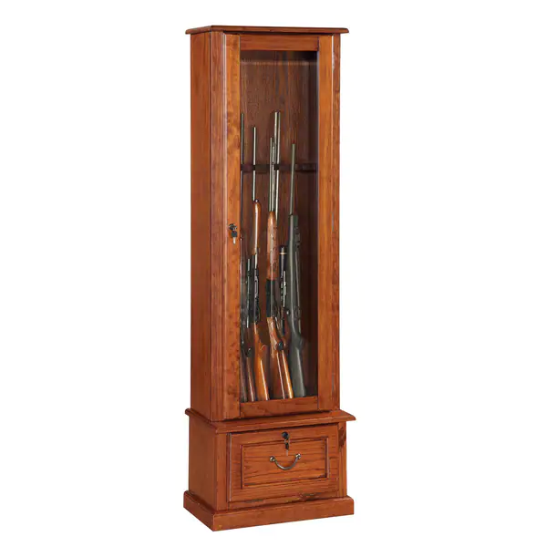 Wood and Glass Door, Locking, Eight Gun Display Cabinet