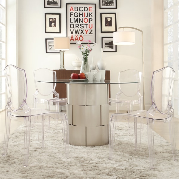 Elbridge Woven Drum Glass Dining Table by iNSPIRE Q Bold