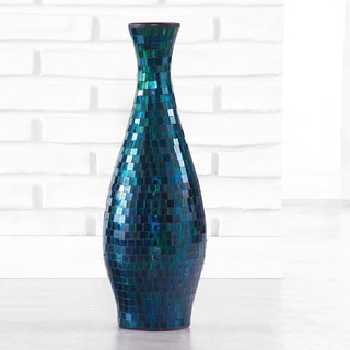 Turquoise Mosaic Flower Vase, Handmade in Indonesia